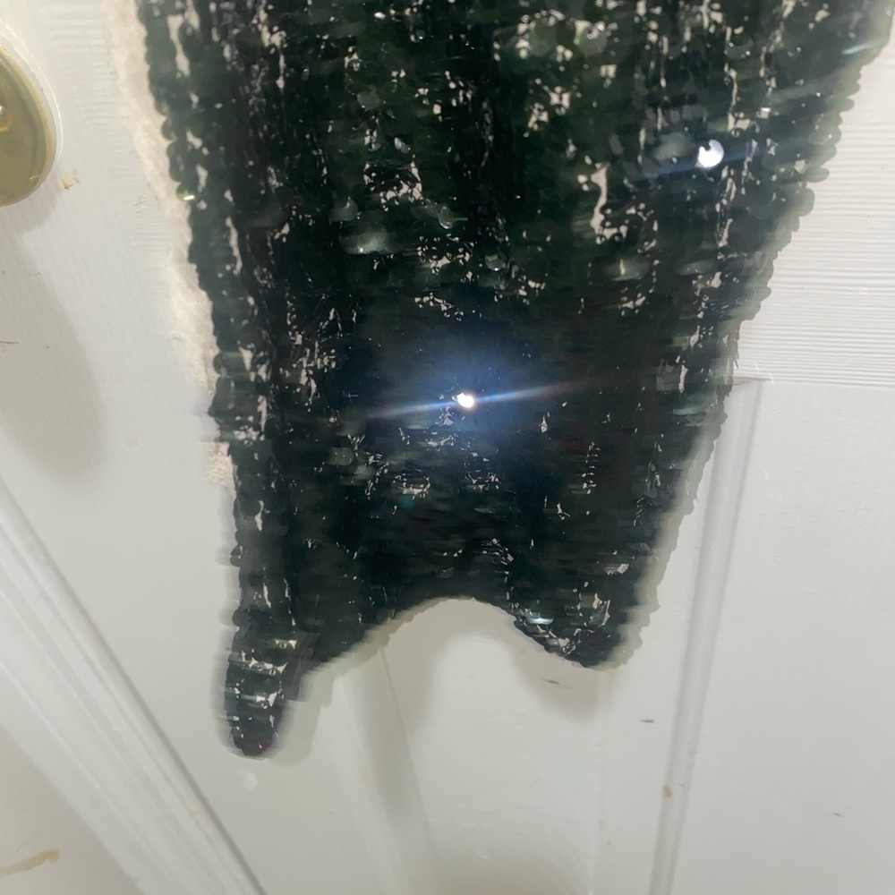 Zara Dark Green Sequin Pants With Crean Stripe down legs - Picture 4 of 4